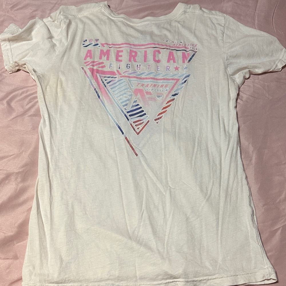 American Fighter White and Pink Graphic Tee